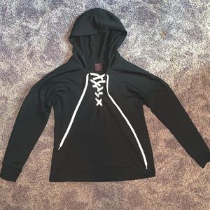 Black Lace Up Hoodie